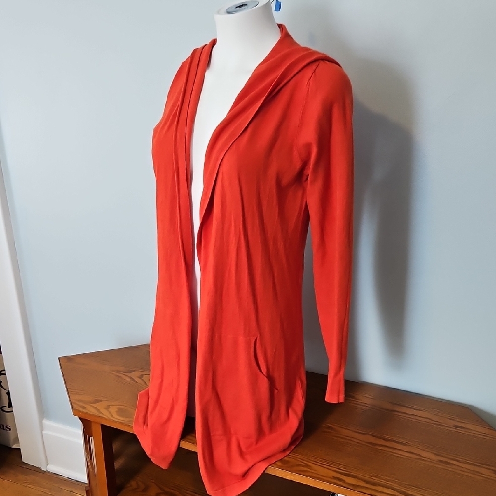 Cyrus Bold Orange Hooded Knit Cardigan